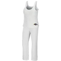 Ensemble de nuit pour femme WEAR by Erin Andrews avec débardeur et pantalon à encolure dégagée confortable Baltimore Ravens couleur crème