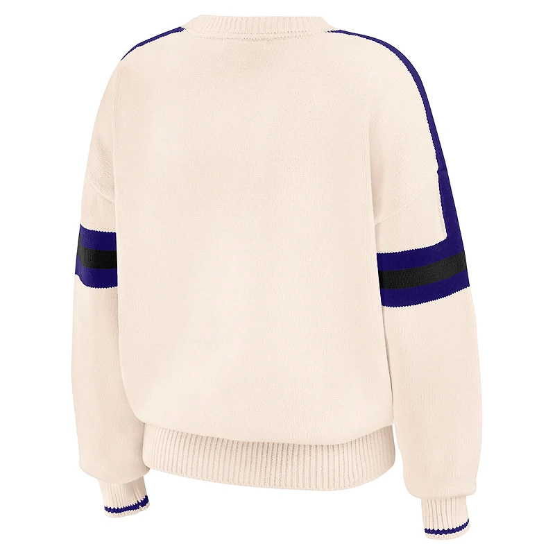 Pull à rayures crème Baltimore Ravens pour femme WEAR by Erin Andrews