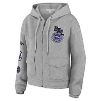Women's WEAR by Erin Andrews Heather Gray Baltimore Ravens Full-Zip Hoodie