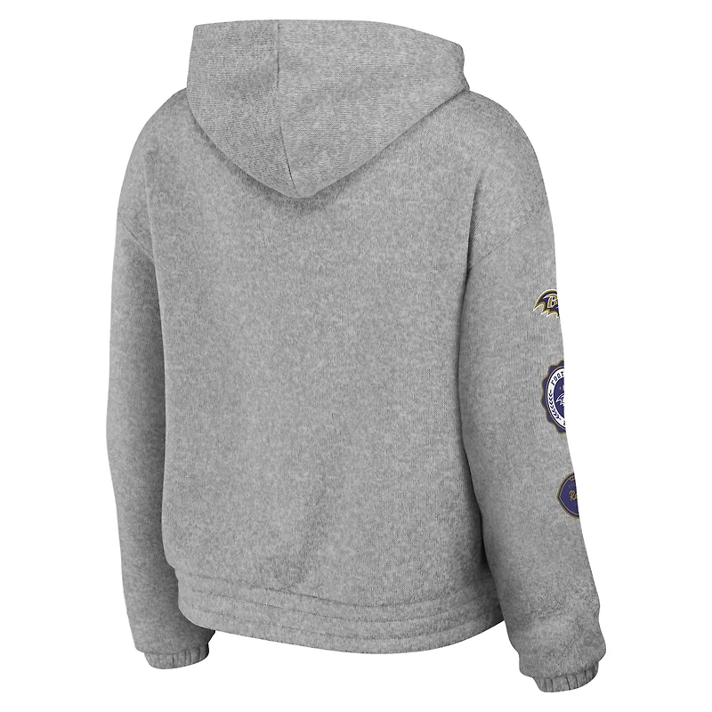 Sweat à capuche zippé pour femme WEAR by Erin Andrews Heather Grey Baltimore Ravens