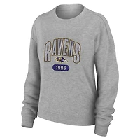 Women's WEAR by Erin Andrews  Heather Gray Baltimore Ravens Plus Knitted Tri-Blend Long Sleeve T-Shirt & Pants Lounge Set