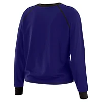 Haut à manches longues noué sur le devant violet/noir Baltimore Ravens pour femme WEAR by Erin Andrews