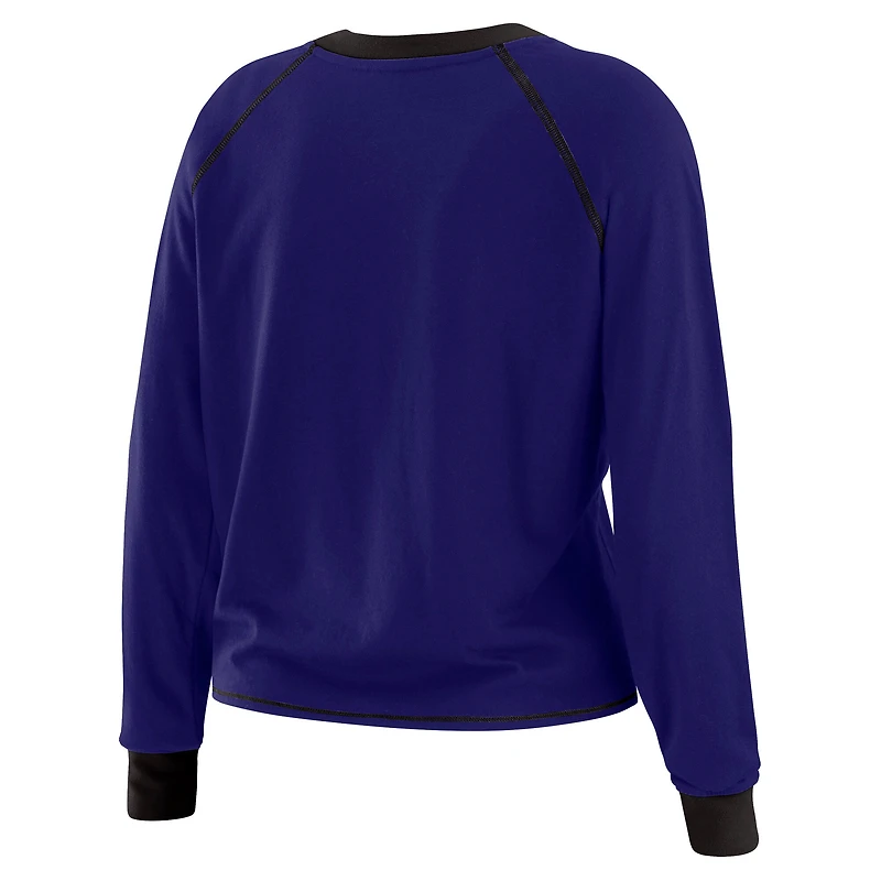 Women's WEAR by Erin Andrews Purple/Black Baltimore Ravens Tie-Front Long Sleeve Top