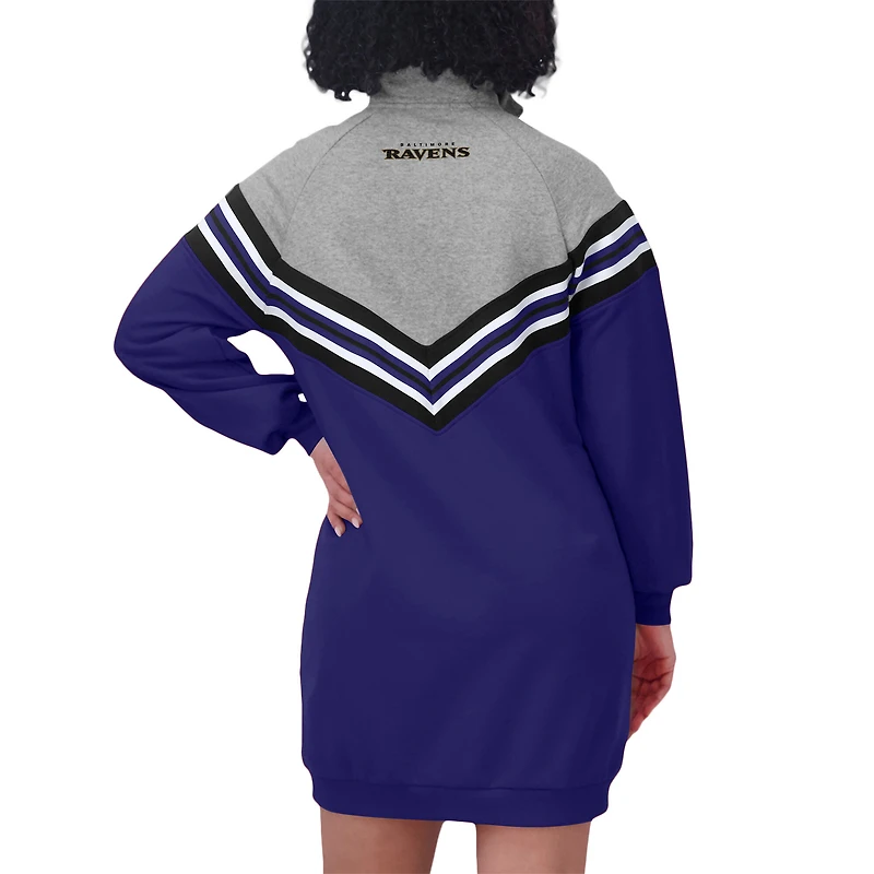 Women's WEAR by Erin Andrews Purple/Heather Gray Baltimore Ravens Chevron Stripe Dress