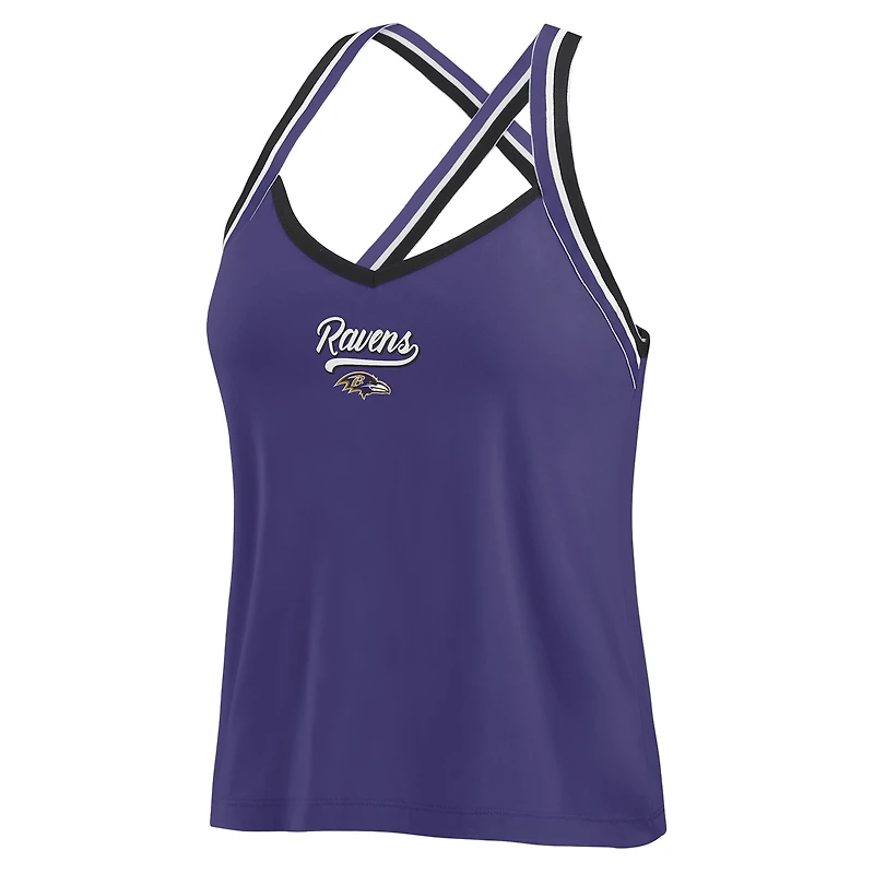 Débardeur violet à bretelles croisées Tri-Blend pour femme WEAR by Erin Andrews des Baltimore Ravens