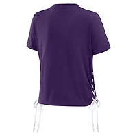 T-shirt court et modeste violet à lacets sur le côté pour femme WEAR by Erin Andrews des Baltimore Ravens
