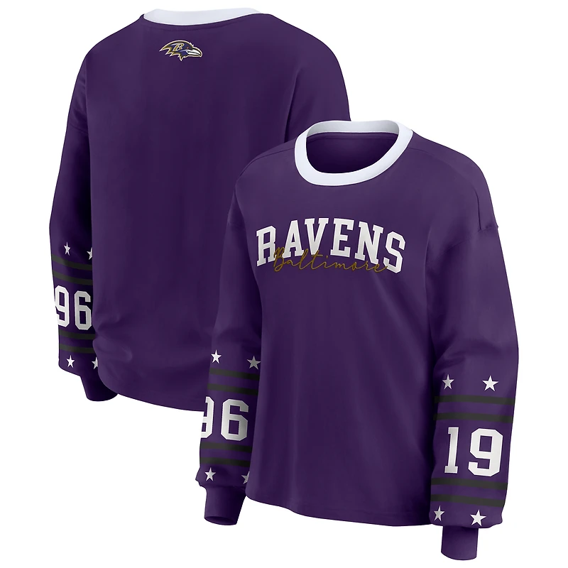 T-shirt de sport violet à manches longues WEAR by Erin Andrews pour femme, des Ravens Baltimore