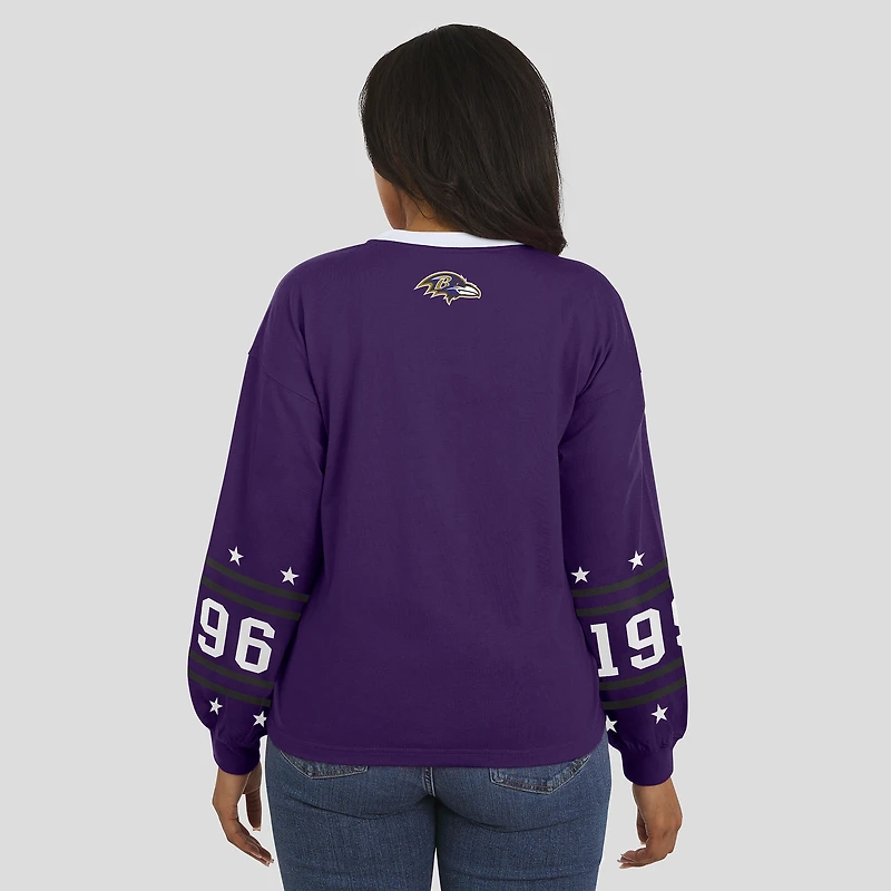 T-shirt de sport violet à manches longues WEAR by Erin Andrews pour femme, des Ravens Baltimore