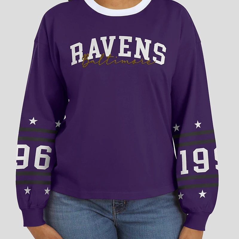 T-shirt de sport violet à manches longues WEAR by Erin Andrews pour femme, des Ravens Baltimore