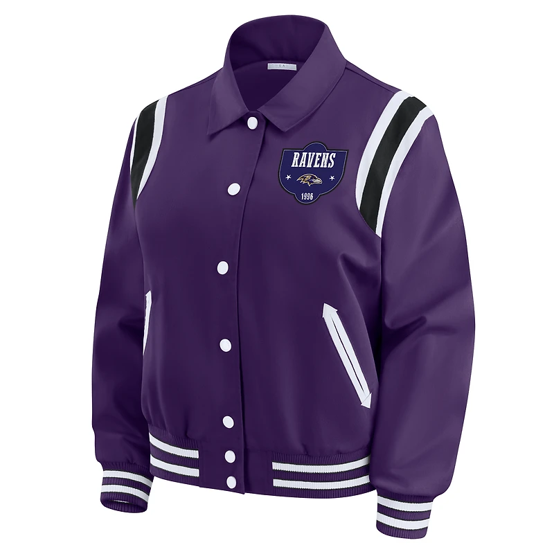 Women's WEAR by Erin Andrews Purple Baltimore Ravens Varsity Lightweight Full-Snap Jacket