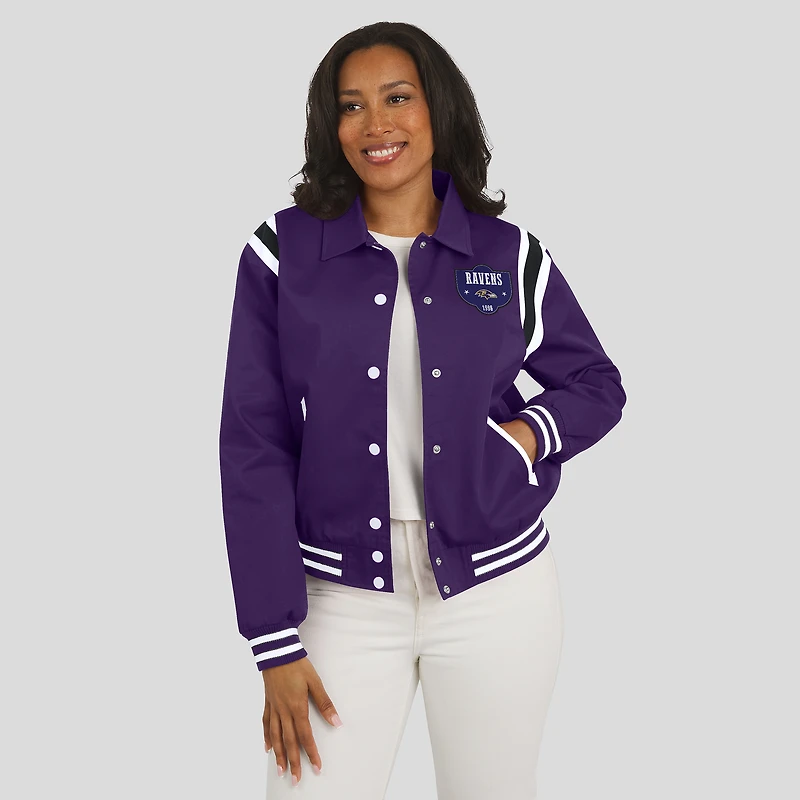 Women's WEAR by Erin Andrews Purple Baltimore Ravens Varsity Lightweight Full-Snap Jacket
