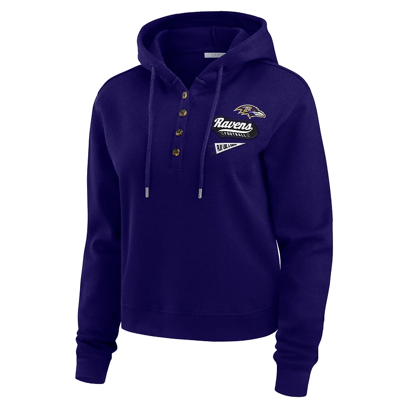 Women's WEAR by Erin Andrews Purple Baltimore Ravens Waffle-Knit Pullover Hoodie