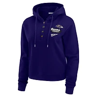 Women's WEAR by Erin Andrews Purple Baltimore Ravens Waffle-Knit Pullover Hoodie
