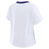 T-shirt court à rayures centrales blanc pour femme WEAR by Erin Andrews des Ravens de Baltimore