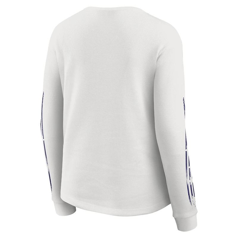 Women's WEAR by Erin Andrews White Baltimore Ravens Graphic Waffle Long-Sleeve T-Shirt