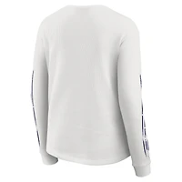 Women's WEAR by Erin Andrews  White Baltimore Ravens Graphic Waffle Long-Sleeve T-Shirt