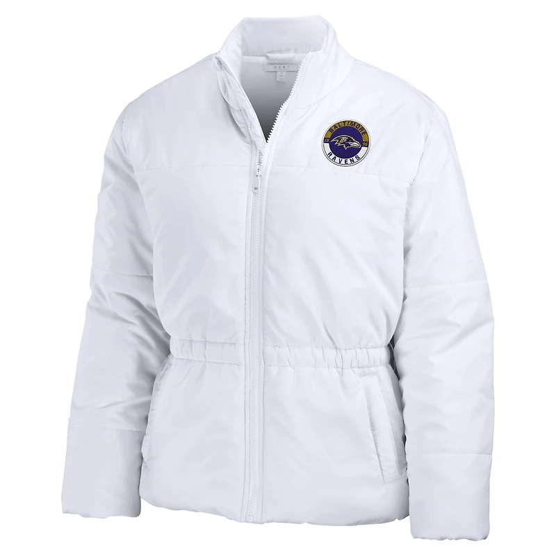 Women's WEAR by Erin Andrews  White Baltimore Ravens Packaway Full-Zip Puffer Jacket