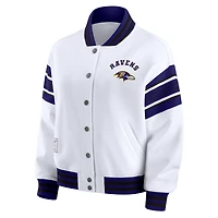 Women's WEAR by Erin Andrews White Baltimore Ravens Plus Full-Snap Fleece Sweatshirt Jacket