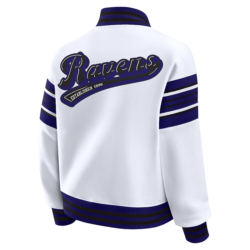 Women's WEAR by Erin Andrews White Baltimore Ravens Plus Full-Snap Fleece Sweatshirt Jacket