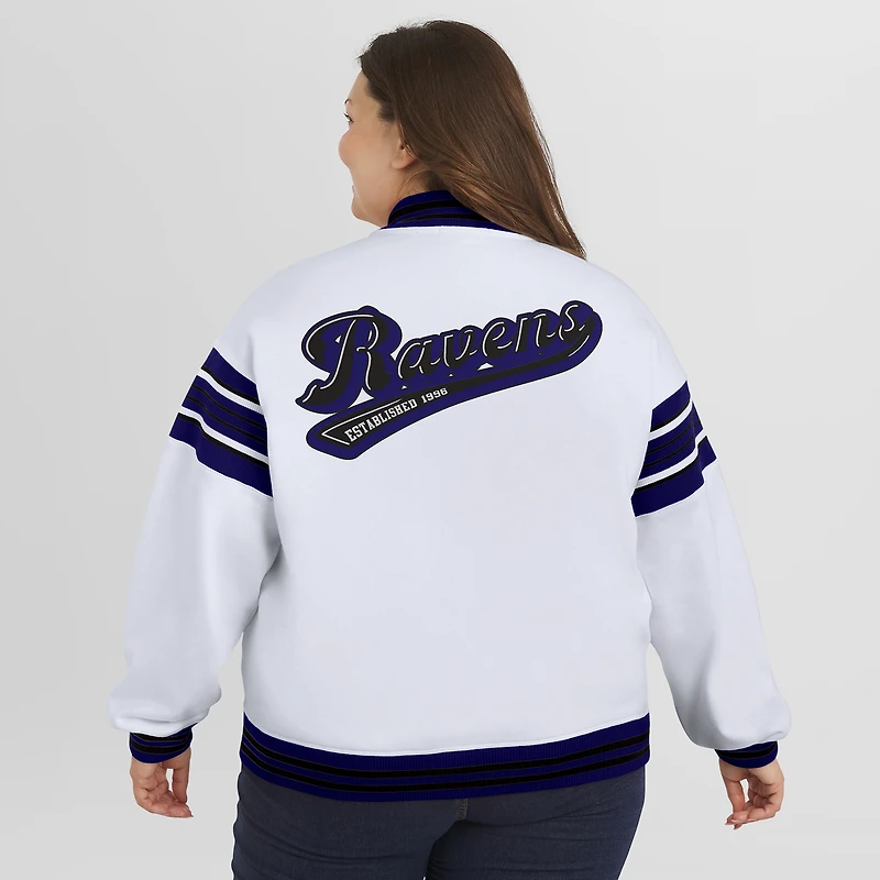 Women's WEAR by Erin Andrews White Baltimore Ravens Plus Full-Snap Fleece Sweatshirt Jacket