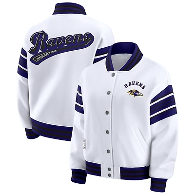 Women's WEAR by Erin Andrews White Baltimore Ravens Plus Full-Snap Fleece Sweatshirt Jacket