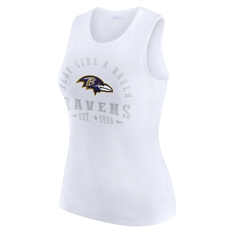 Débardeur côtelé blanc à imprimé graphique Baltimore Ravens pour femme WEAR by Erin Andrews