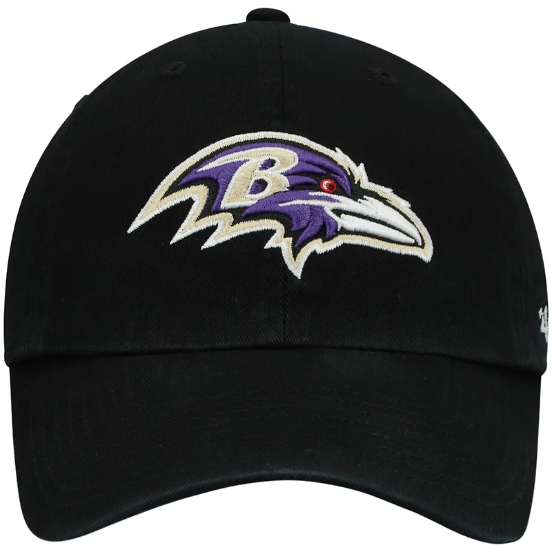Youth '47 Black Baltimore Ravens Logo Clean Up Adjustable Hat
