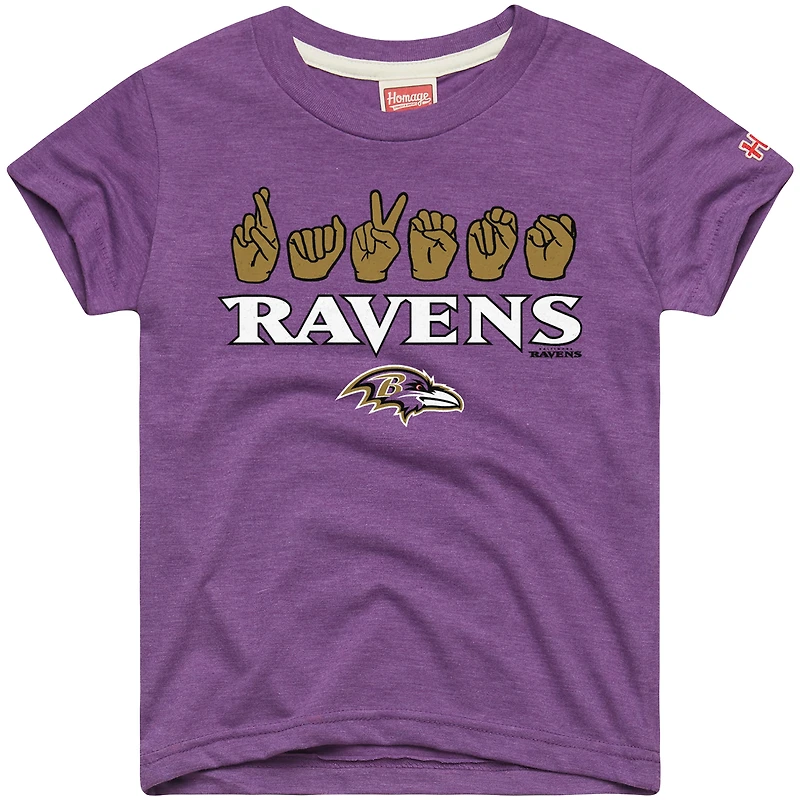 T-shirt violet hommage jeunesse Baltimore Ravens Love Sign x ASL 2.0 Tri-Blend