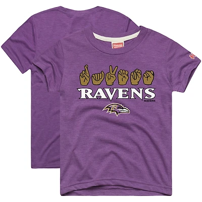 T-shirt violet hommage jeunesse Baltimore Ravens Love Sign x ASL 2.0 Tri-Blend