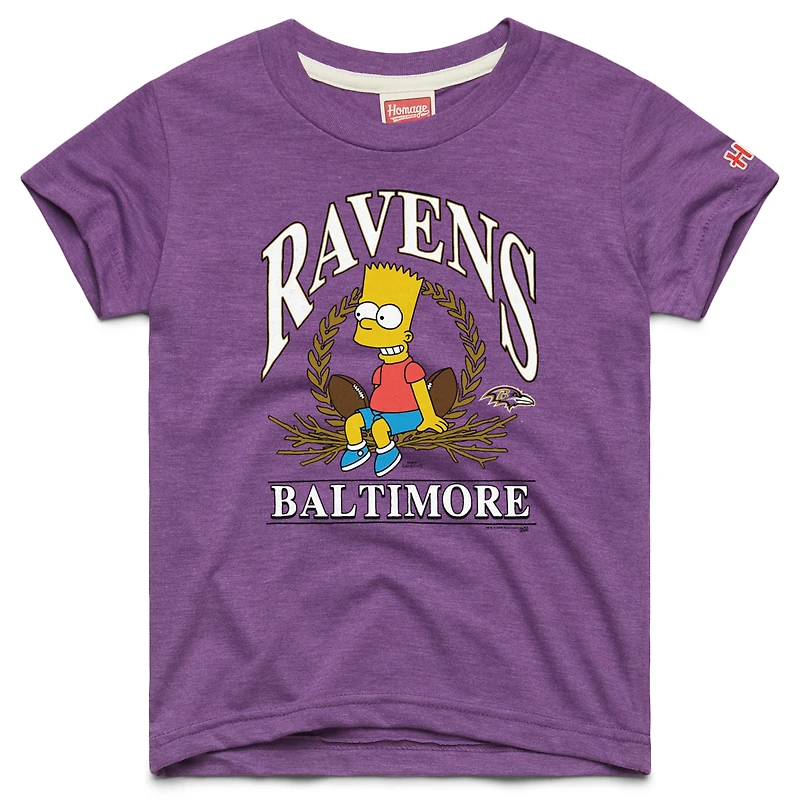 T-shirt violet Tri-Blend Youth Homage x Les Simpsons des Baltimore Ravens