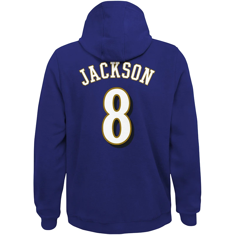 Youth Lamar Jackson Purple Baltimore Ravens Mainliner Player Name & Number Pullover Hoodie