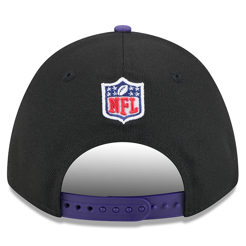 Youth New Era Black/Purple Baltimore Ravens 2025 NFL Draft 9FORTY A-Frame M-Crown Adjustable Hat