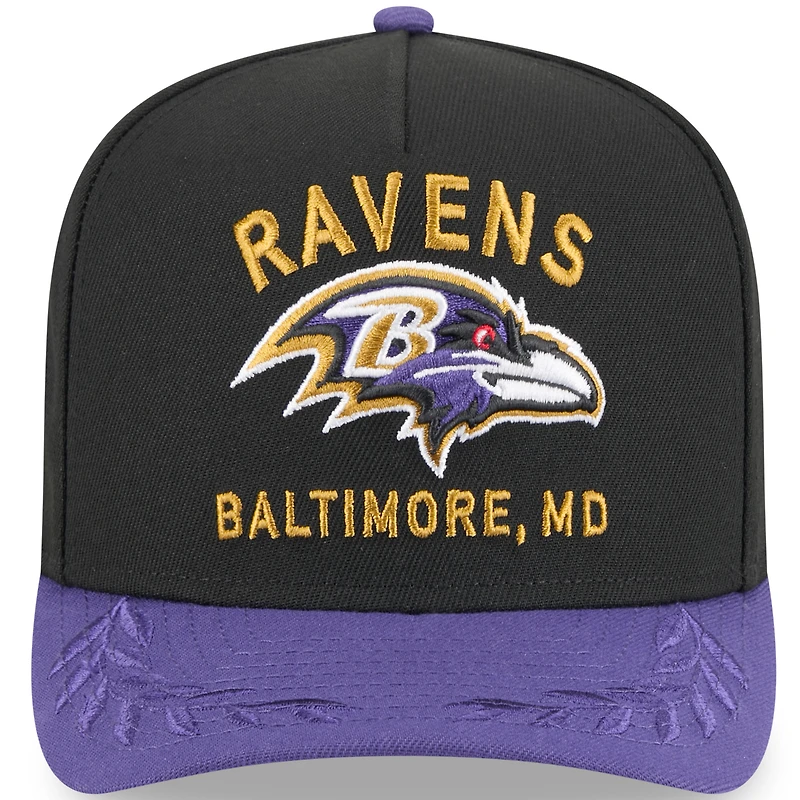 Youth New Era  Black/Purple Baltimore Ravens 2025 NFL Draft A-Frame 9FIFTY Snapback Hat