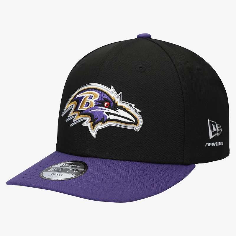 Youth New Era Black/Purple Baltimore Ravens 2026 NFL Draft Pre-Curved 9FIFTY Snapback Hat