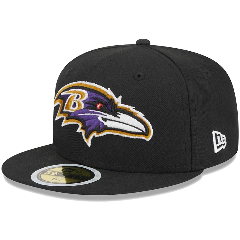 Casquette ajustée 59FIFTY Main des Ravens de Baltimore New Era noire pour jeune