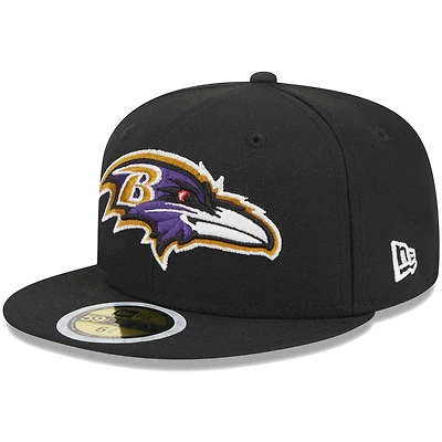 Casquette ajustée 59FIFTY Main des Ravens de Baltimore New Era noire pour jeune