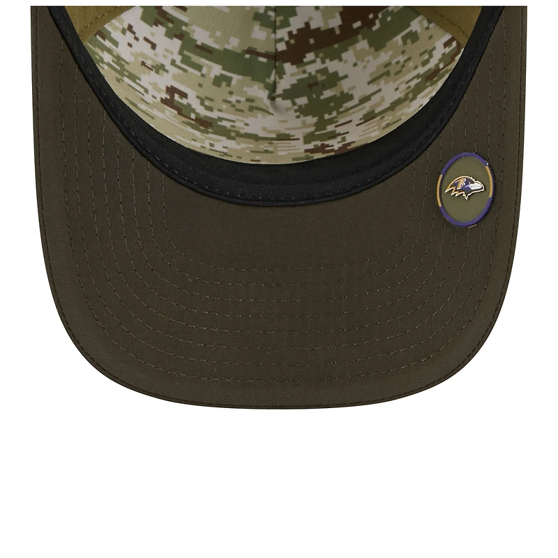 Youth New Era  Green/Dark Green Baltimore Ravens 2025 Salute to Service 9FORTY A-Frame Adjustable Hat