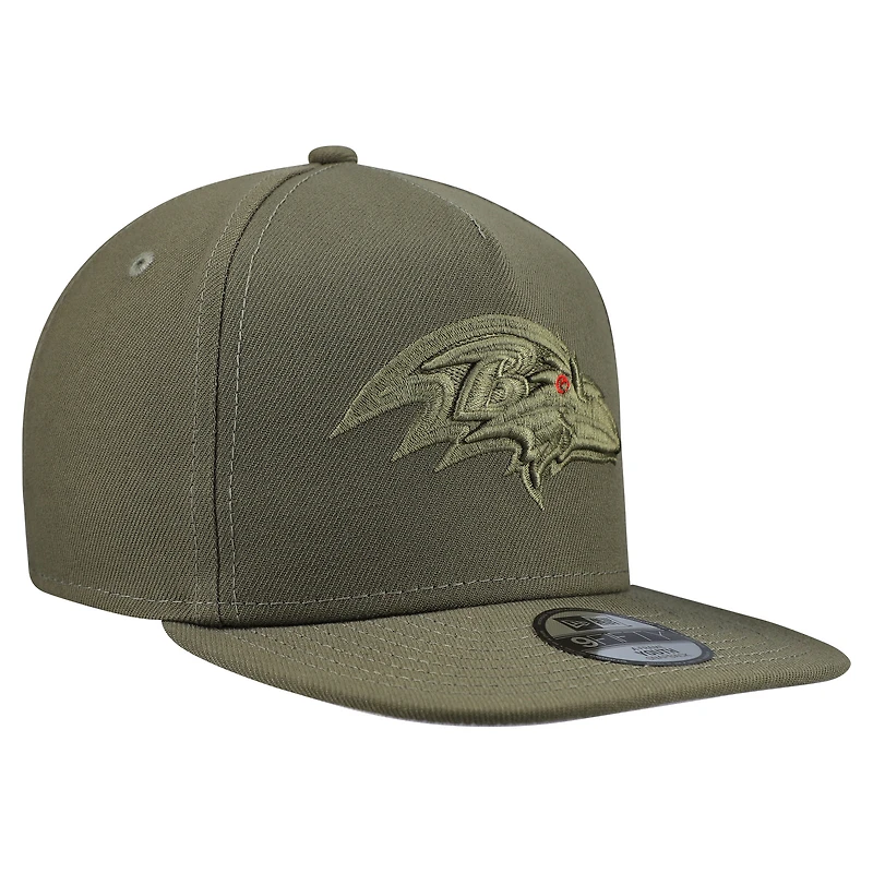 Casquette snapback A-Frame 9FIFTY olive Baltimore Ravens pour jeune New Era