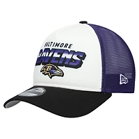 Casquette ajustable New Era blanche/noire Baltimore Ravens Streak 9FORTY A-Frame pour jeune
