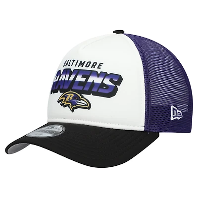Youth New Era  White/Black Baltimore Ravens Streak 9FORTY A-Frame Adjustable Hat
