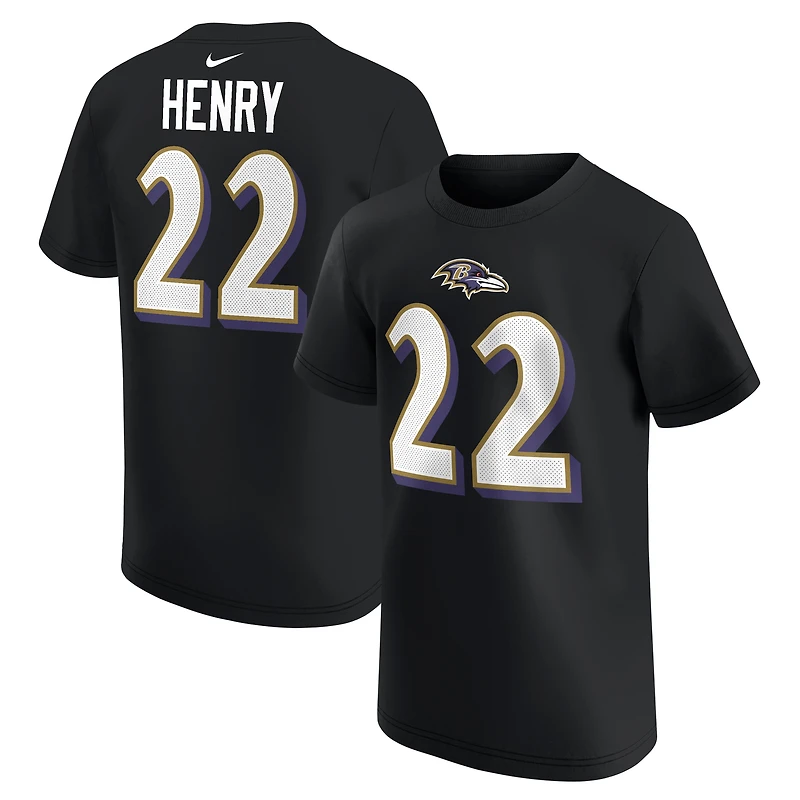 T-shirt avec nom et numéro de joueur Nike Derrick Henry noir Baltimore Ravens