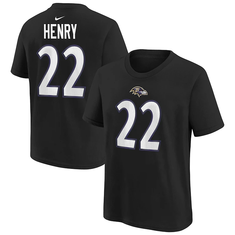 T-shirt Nike pour enfant, noir, avec le nom et numéro du joueur Derrick Henry des Ravens de Baltimore