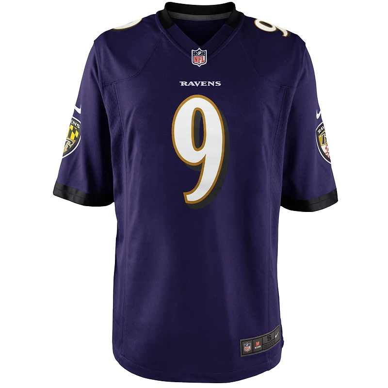 Maillot de match Nike Justin Tucker violet Baltimore Ravens pour jeune