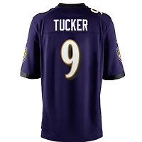 Maillot de match Nike Justin Tucker violet Baltimore Ravens pour jeune