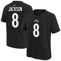 T-shirt Nike Lamar Jackson violet pour enfant, avec nom et numéro du joueur des Ravens de Baltimore