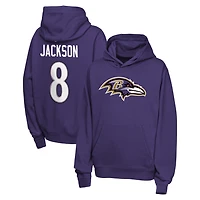 Youth Nike Lamar Jackson Purple Baltimore Ravens Name & Number Club Fleece Hoodie