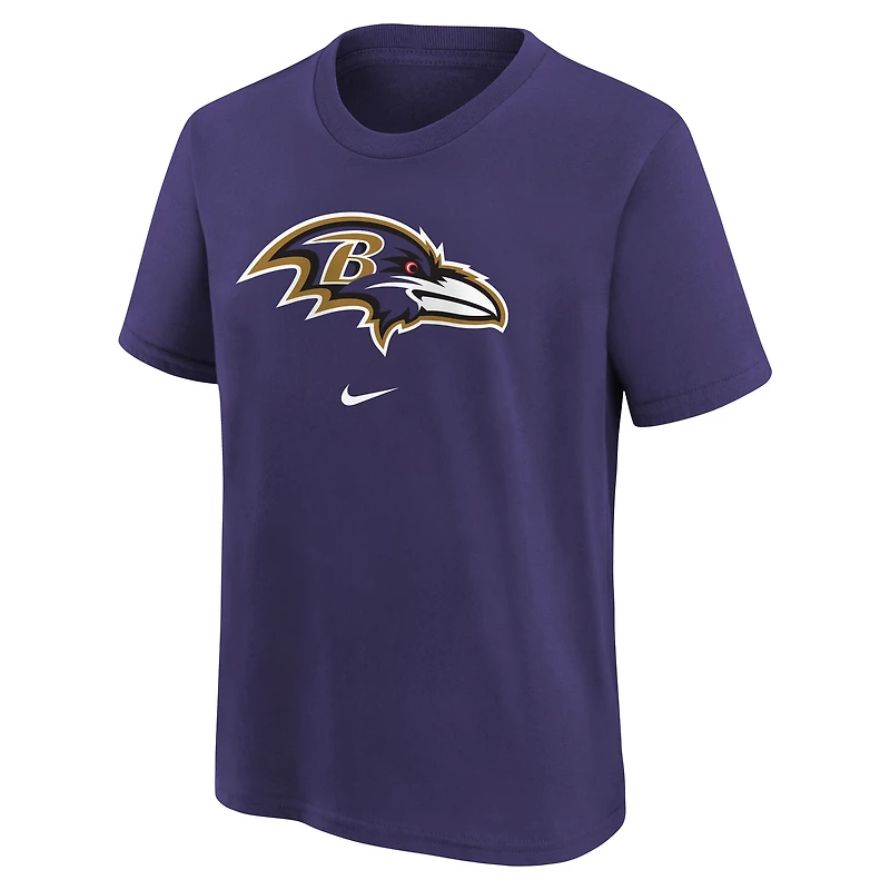 T-shirt Nike violet pour jeune avec logo principal des Ravens de Baltimore