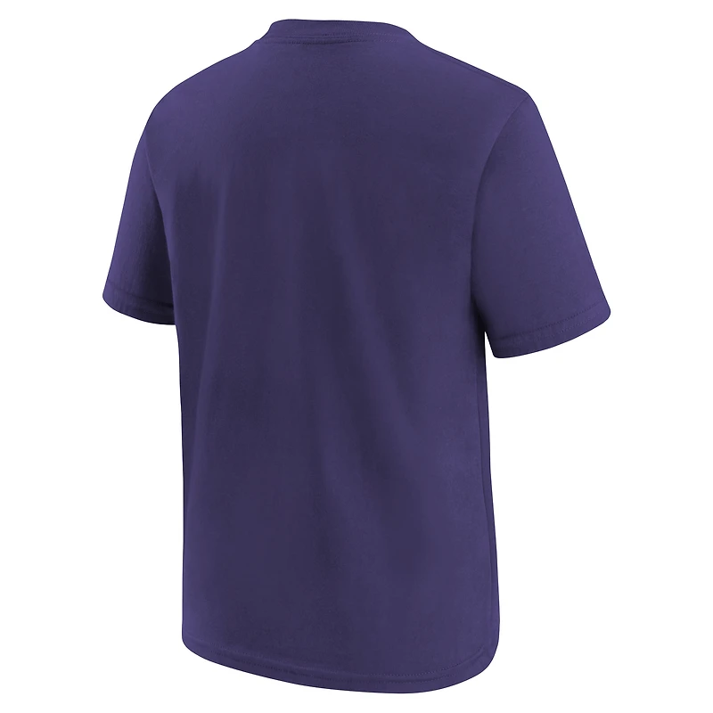 T-shirt Nike violet pour jeune avec logo principal des Ravens de Baltimore