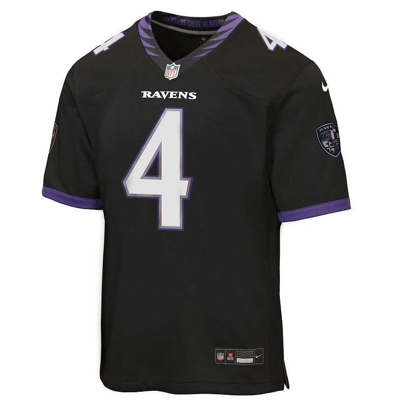 Maillot alternatif noir Nike Zay Flowers pour jeunes des Ravens de Baltimore