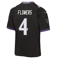 Maillot alternatif noir Nike Zay Flowers pour jeunes des Ravens de Baltimore